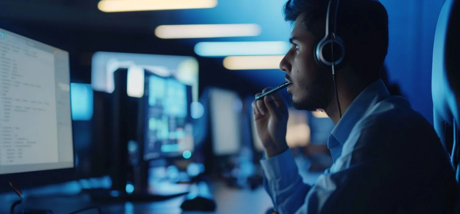 IT support person dealing with a customer query. 