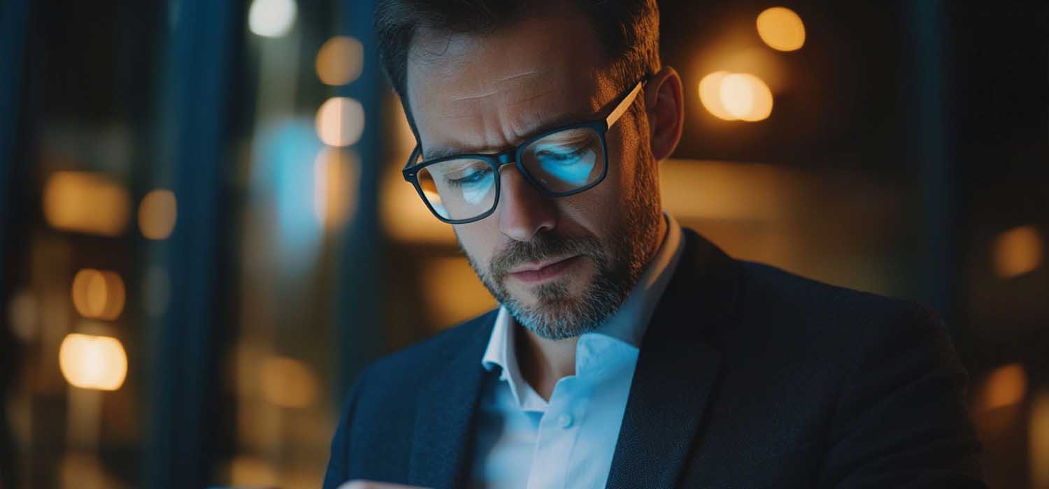 Businessman using biometric authentication on a secure login interface