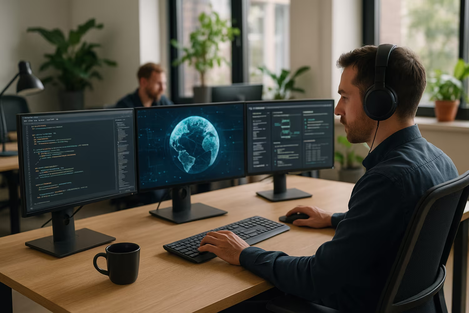 Modern remote IT work office