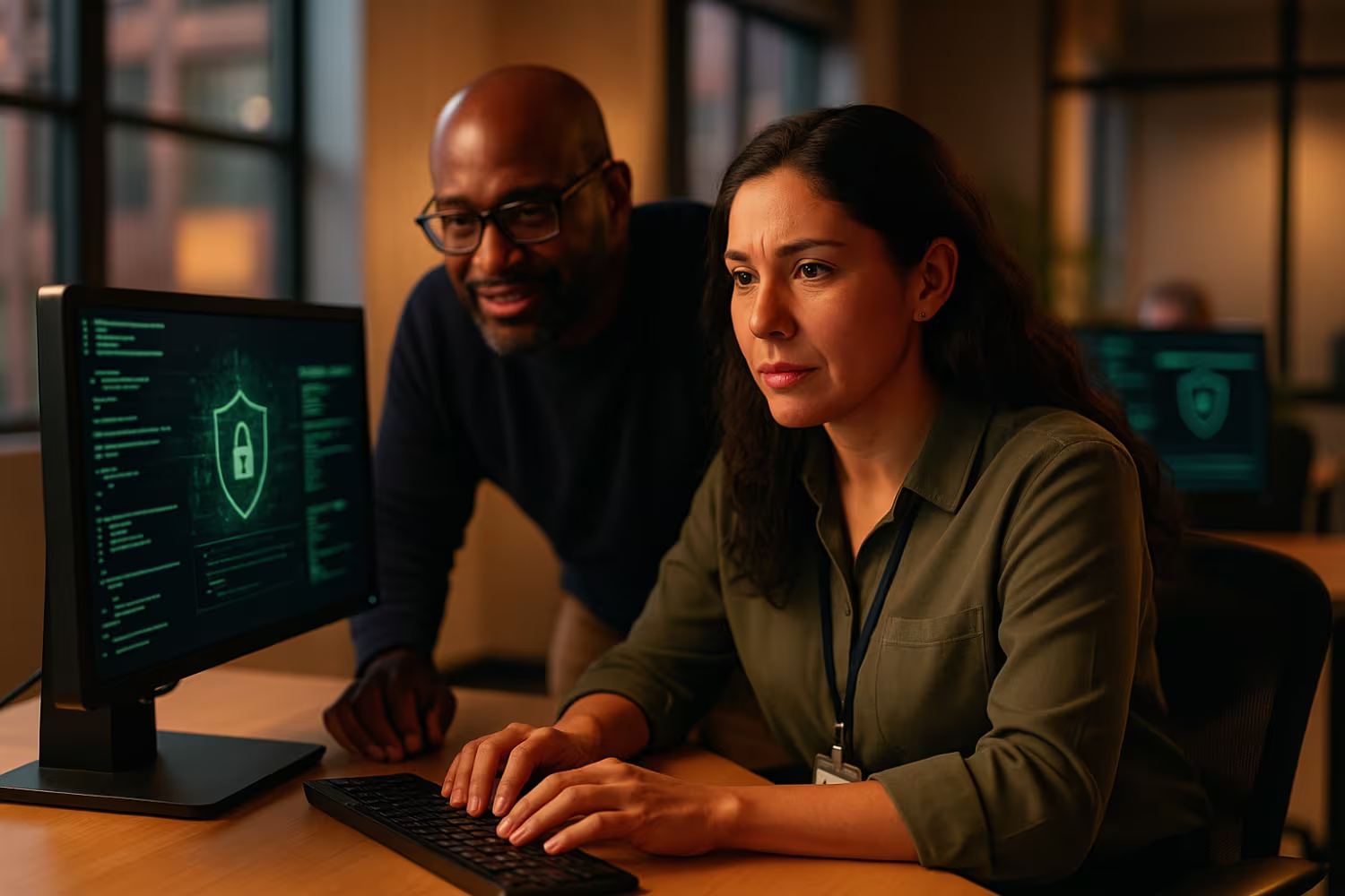Cybersecurity analyst working professionally