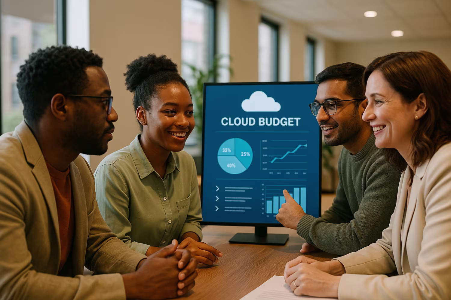 Team analyzing cloud budget management